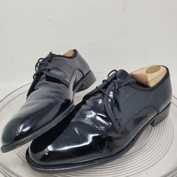Vito Rufolo Tuxedo Derby Oxfords Patent Leather Lace Shoes ITALY Mens Sz 8.5 99% main image 8